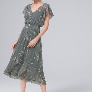 Green floral midi dress